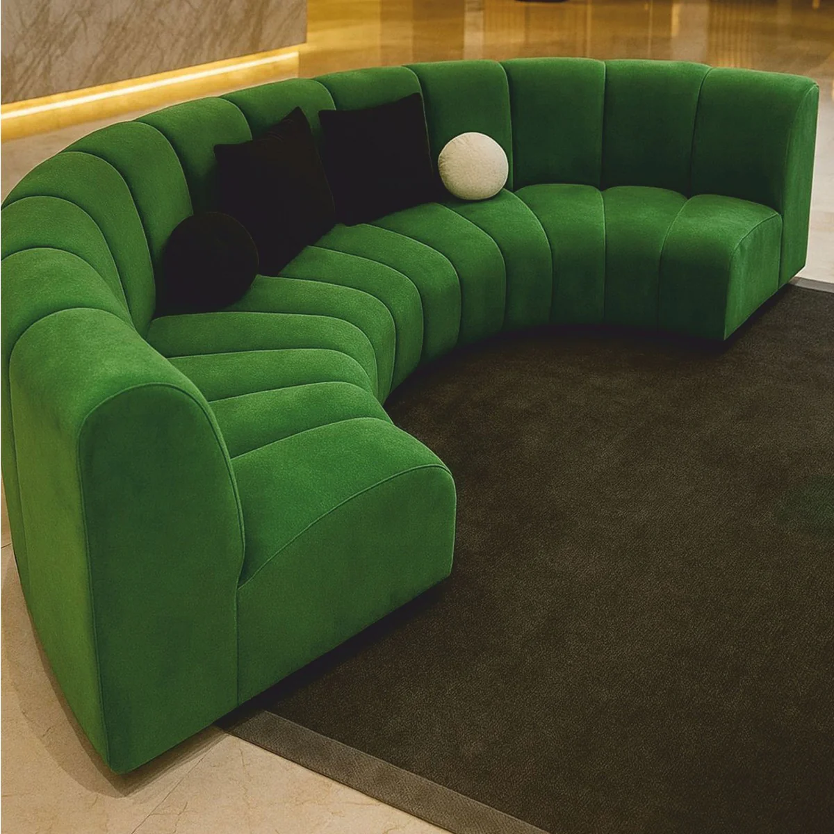 Casa Padrino Sof¨¢ de Lujo Verde 330 cm - Sof¨¢ de Sal¨®n Curvo - Muebles de Lujo