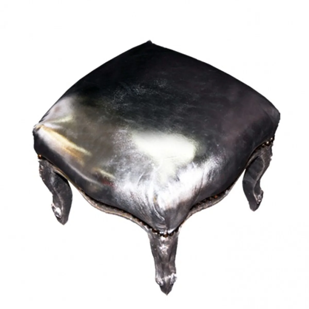 Casa Padrino barroco otomana de plata / plata - Muebles heces