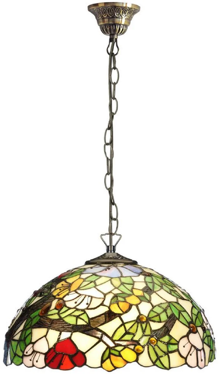 Casa Padrino lámpara colgante Tiffany de lujo multicolor Ø 40 x A. 97 cm - Lámpara colgante Art Deco Tiffany - Lámpara colgante de salón - Lámpara colgante decorativa - Luces Tiffany de lujo
