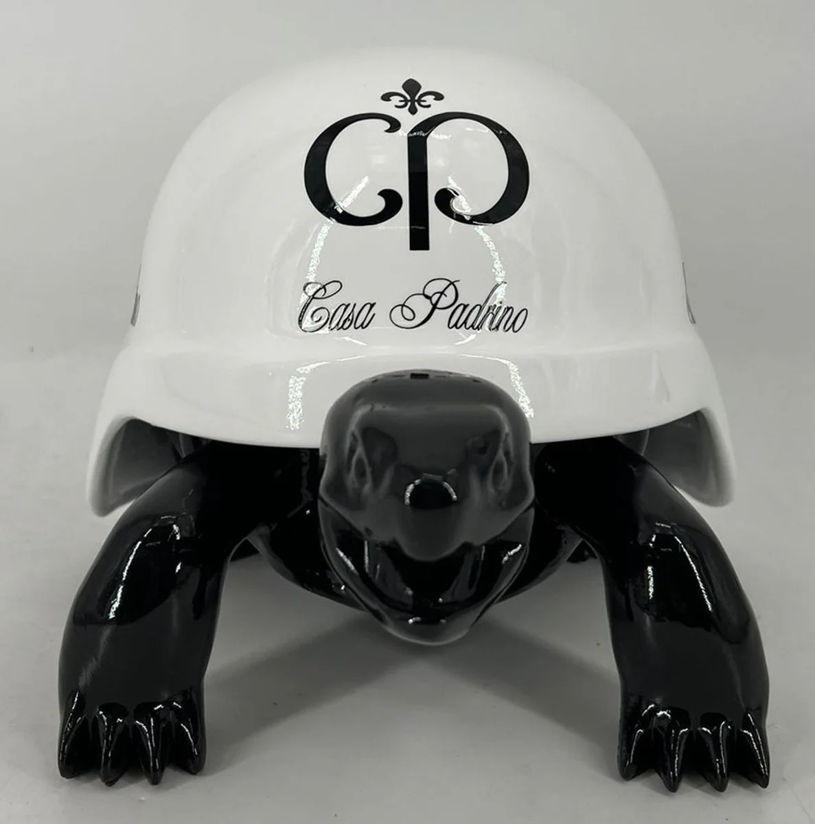 Casa Padrino figura decorativa de lujo tortuga negro / blanco 40 cm - Escultura decorativa