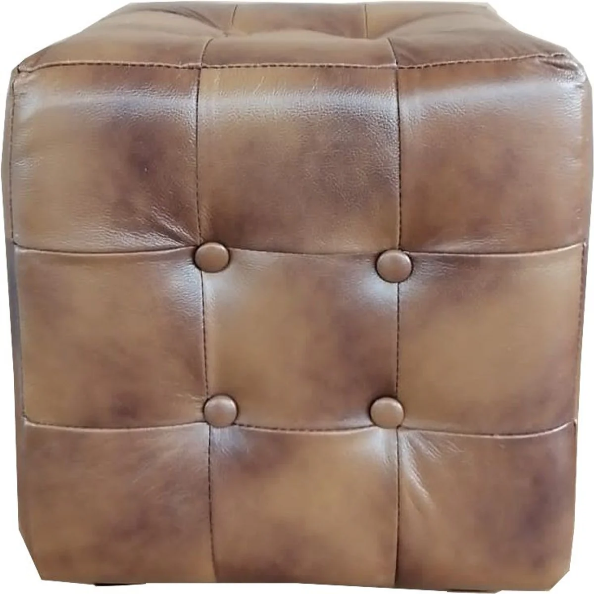 Casa Padrino Chesterfield taburete de cuero real vintage marr¨®n 40 x 40 x H. 42 cm - muebles de lujo