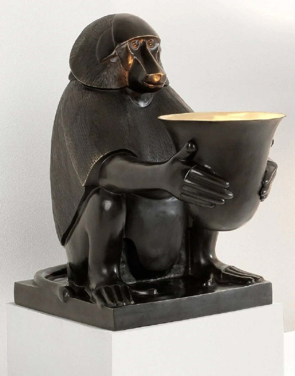 Casa Padrino Lámpara de Mesa de Bronce Art Deco de Lujo Simio Babuino Bronce / Oro 49 x 60 x H. 60 cm - Lámpara de Salón Art Deco - Calidad de Lujo