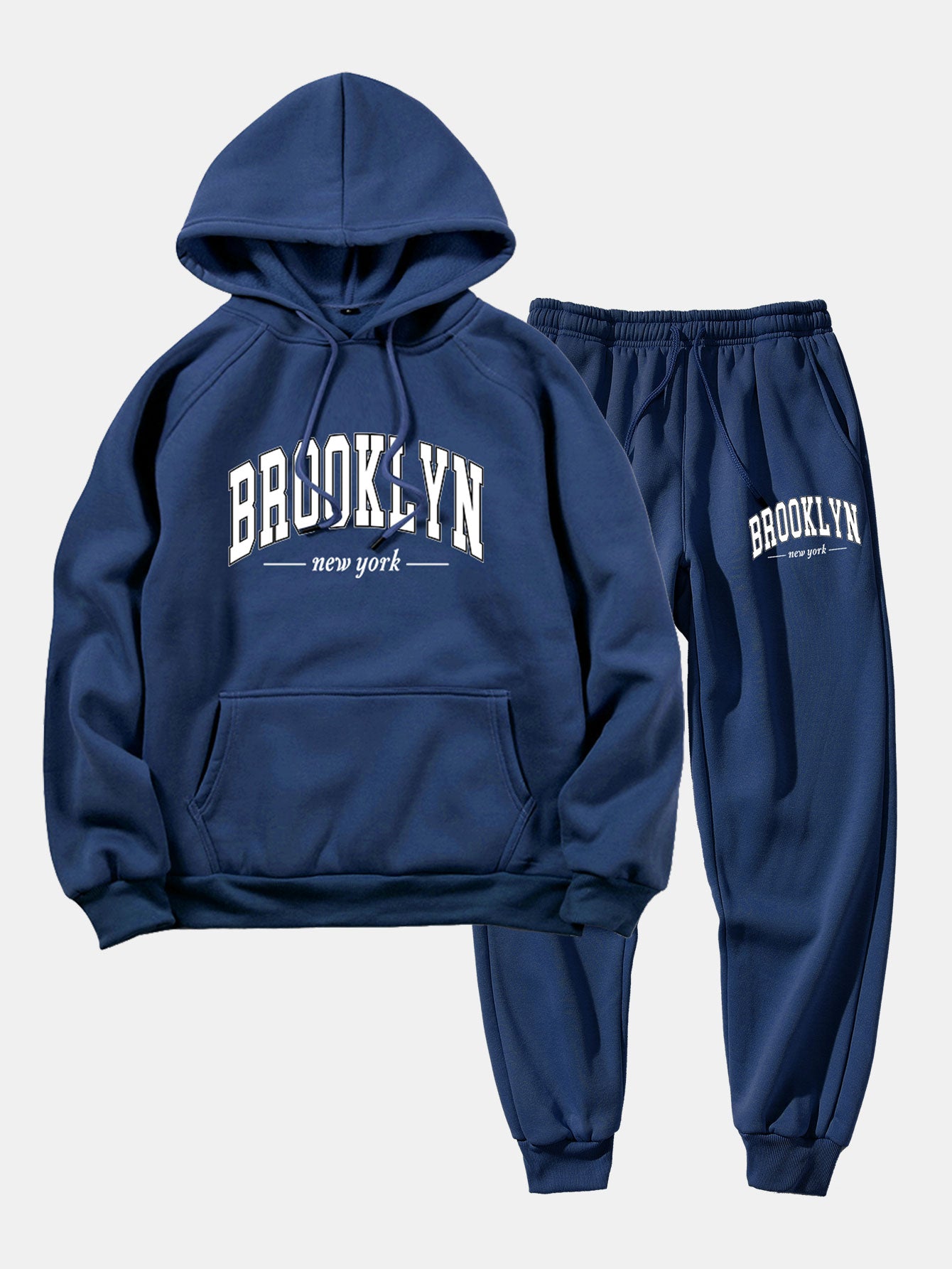 Brooklyn Letter Print Hoodie & Jogger Pants