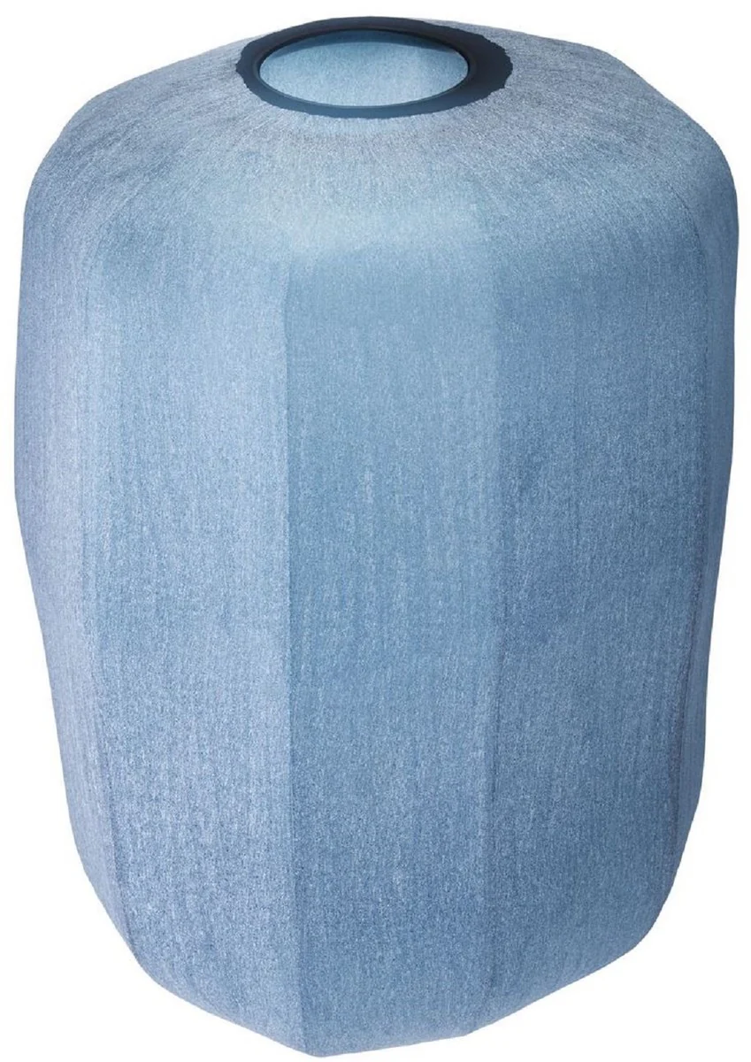 Casa Padrino jarrón de vidrio decorativo de lujo azul Ø 33 x A. 42 cm - Florero soplado a mano - Accesorios decorativos de lujo