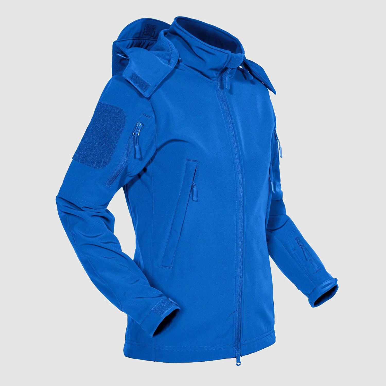 Women's Hooded Winter Jacket with 6 Pockets Waterproof Windproof Softshell Fleece Tactical Coat