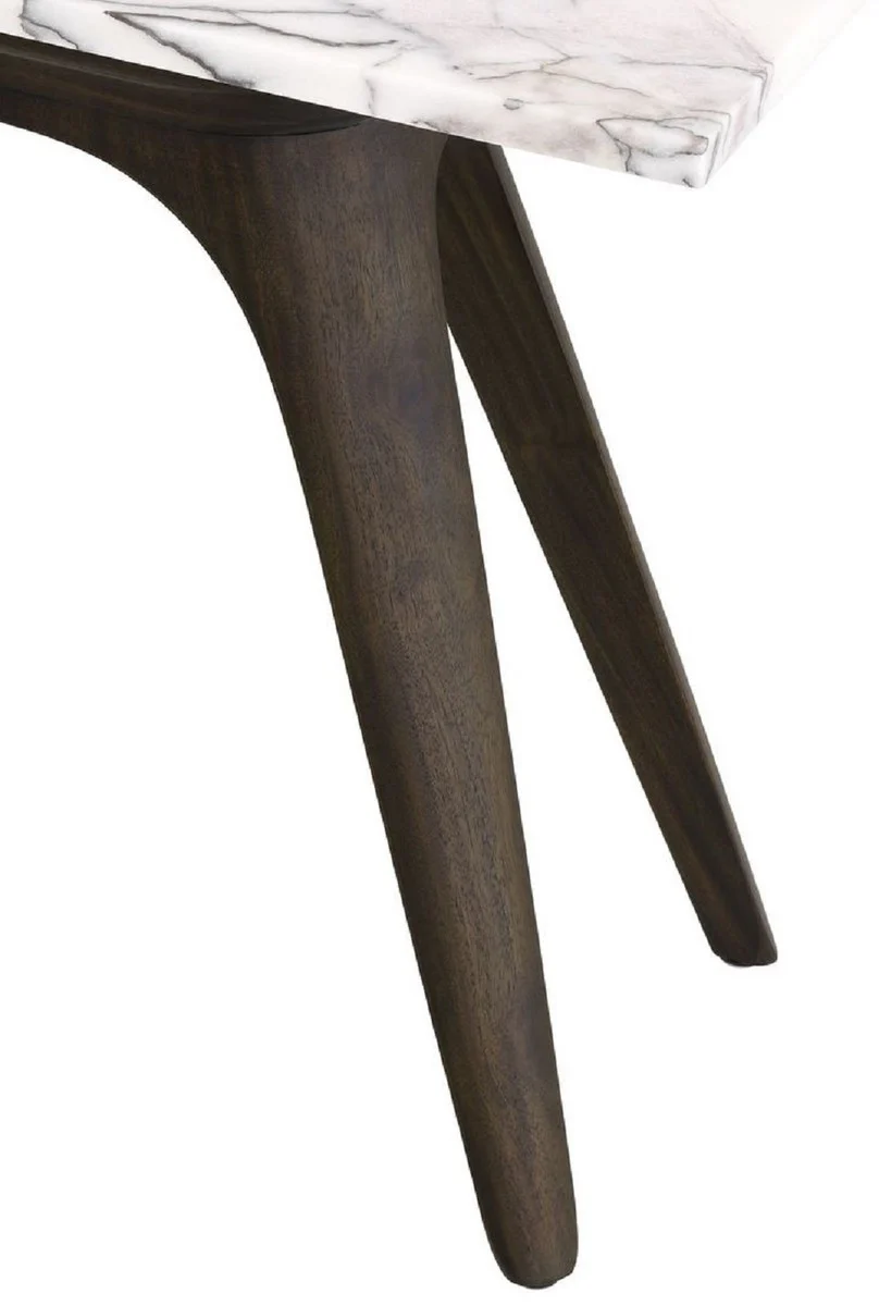 Casa Padrino mesa auxiliar de lujo moca / blanco-lila 60 x 30 x A. 51 cm - Mesa rectangular de caoba con tapa de m¨¢rmol - Muebles de sal¨®n - Muebles de Lujo