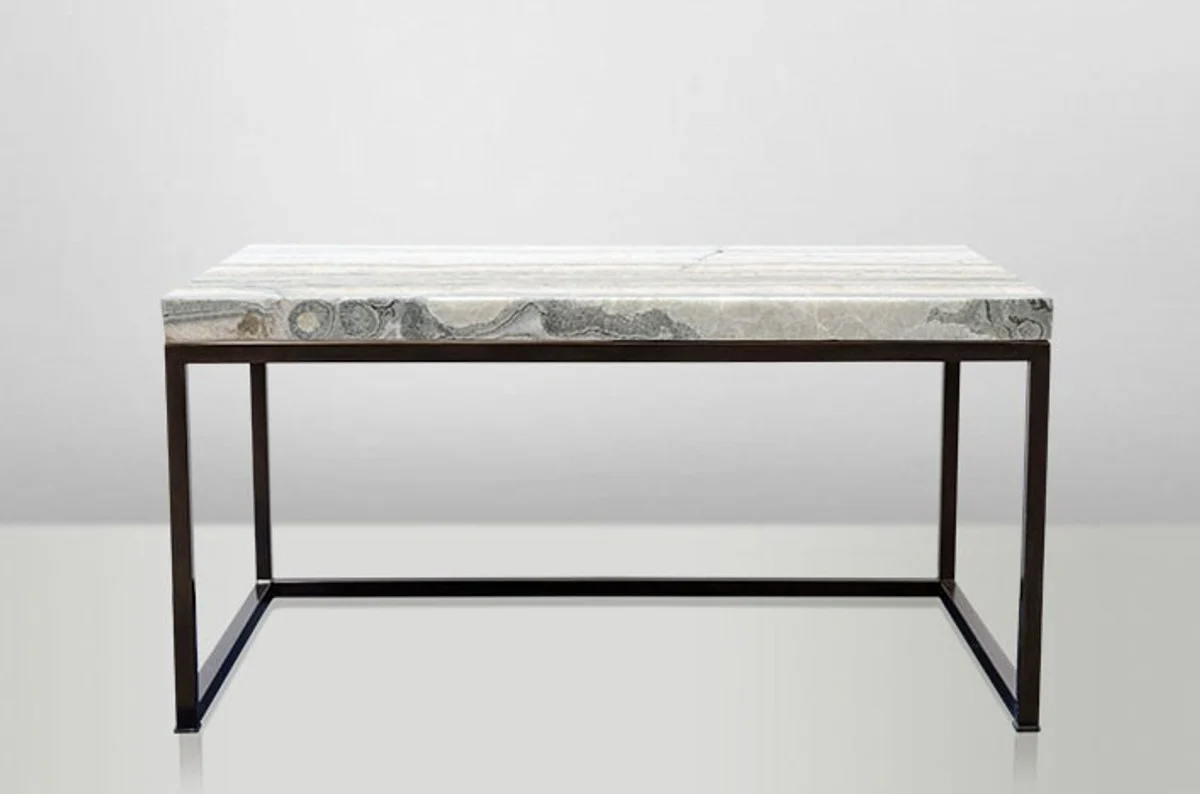 Casa Padrino Art Deco Side Table Onyx / metal 80 x 50 cm Art Nouveau table - Furniture Coffee Table