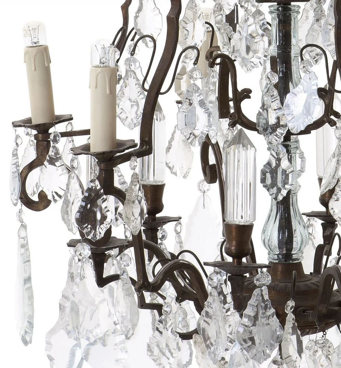 Casa Padrino araña de luces barroco de lujo latón antiguo Ø 60 x A. 90 cm - Magnífica araña de luces de latón - Araña de Luces de Salón Barroco - Araña de Luces de Hotel Barroco