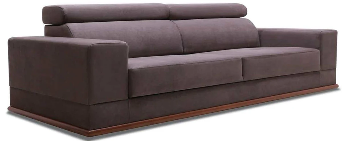 Casa Padrino sof¨¢ de terciopelo de lujo con soportes para cabeza y cuello plegables p¨²rpura / marr¨®n 240 x 110 x A. 67 cm - Sof¨¢ Cama Moderno - Muebles de Sal¨®n