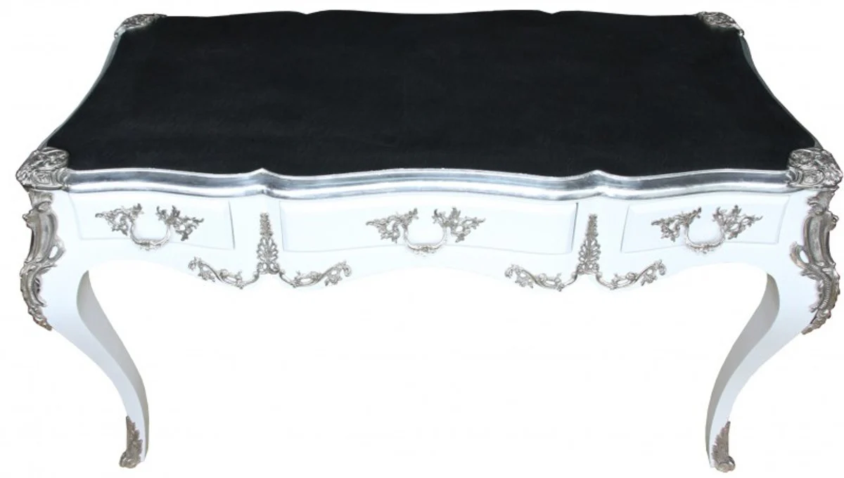 Casa Padrino luxury Baroque Desk White / Silver secretary luxury furniture