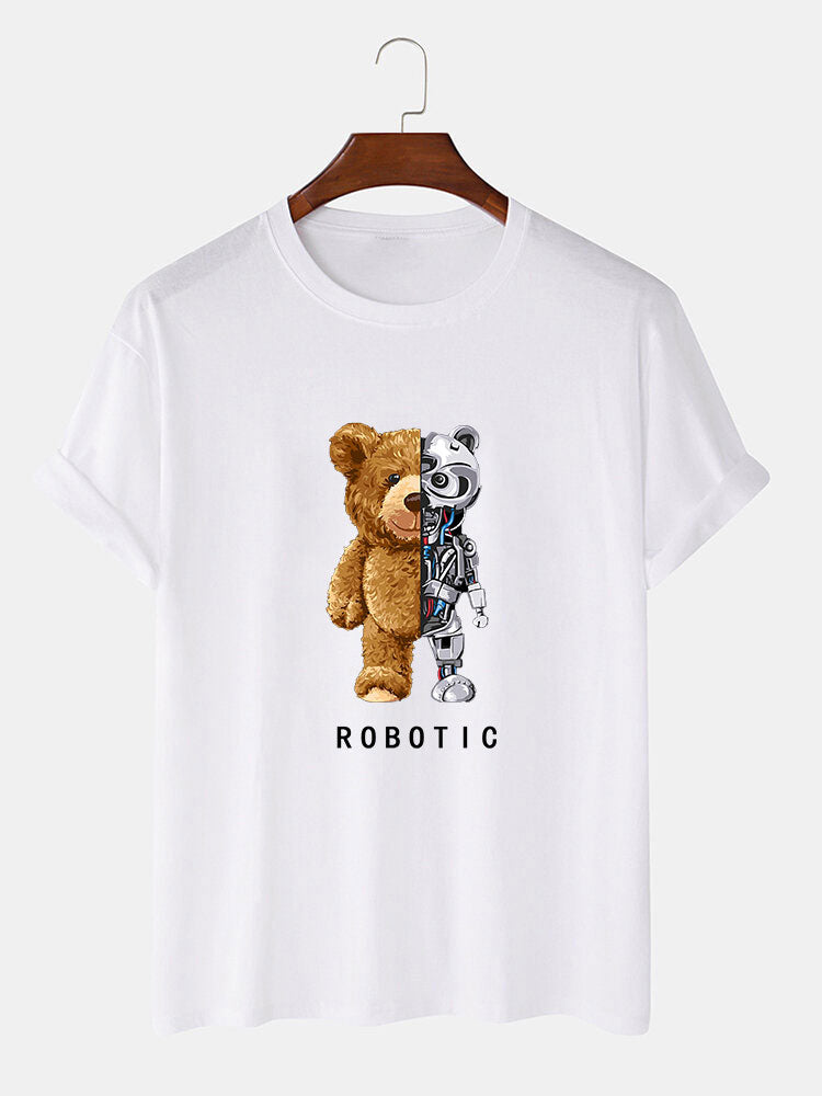 Robot Bear Print T-Shirt & Shorts