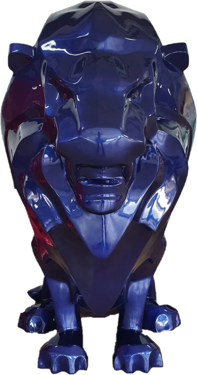 Casa Padrino figura decorativa de lujo león azul 90 x 80 x A. 170 cm - Escultura de decoración enorme resistente a la intemperie - Decoración de sala de estar - Decoración de jardín figura de animal