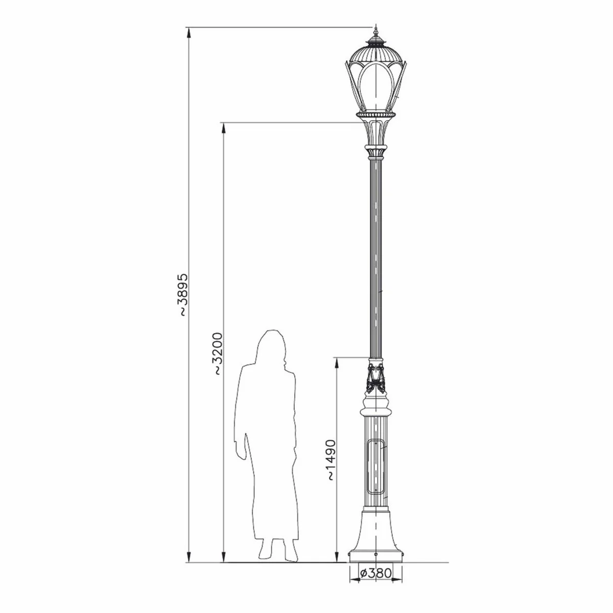 Casa Padrino linterna de jard¨ªn Art Nouveau blanco A. 389,5 cm - Iluminaci¨®n exterior