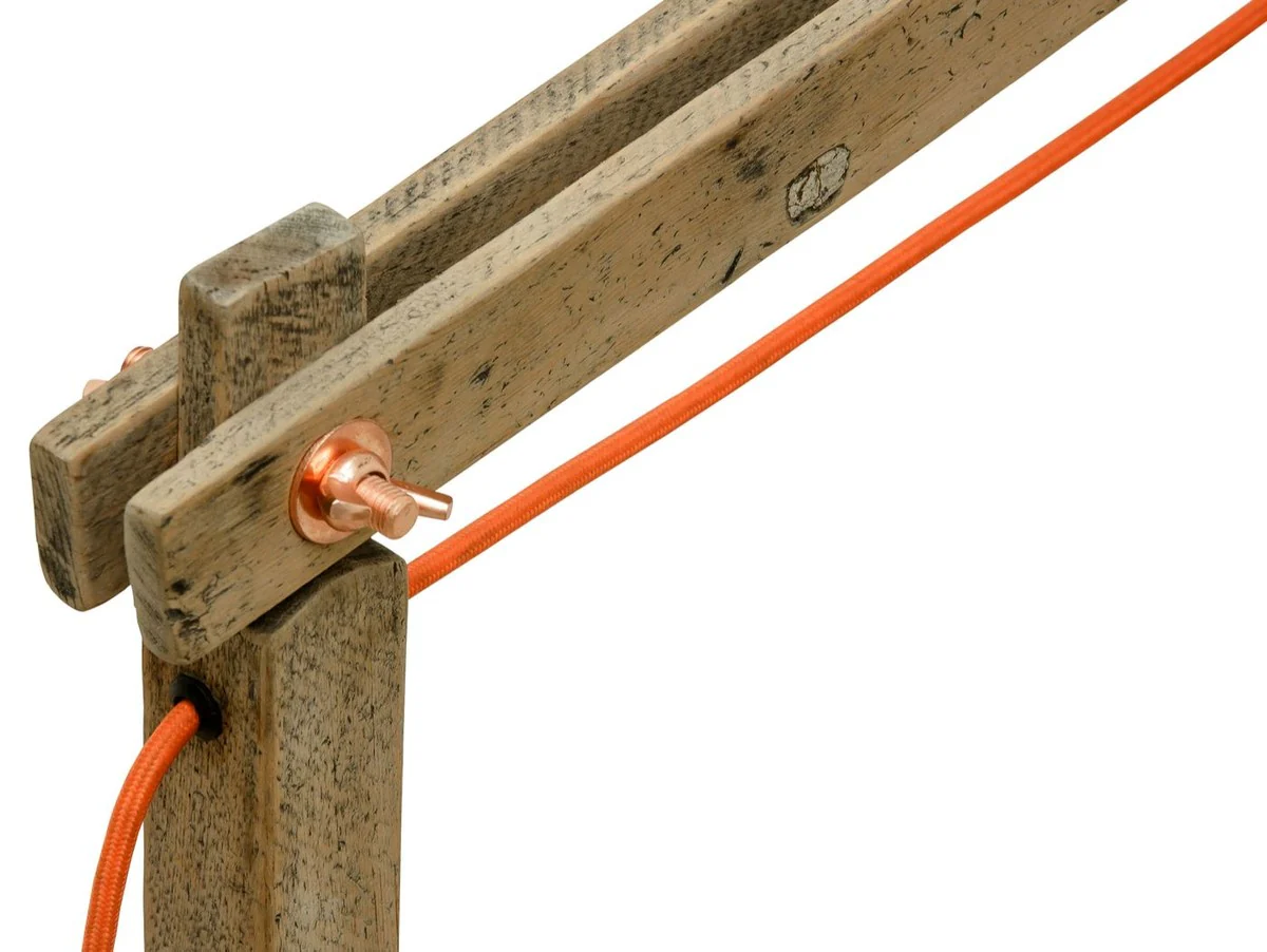 Casa Padrino lámpara de mesa de madera de pino colores naturales 90 x 30 x H. 105 cm - Lámpara de Mesa de Lujo con Cable Naranja