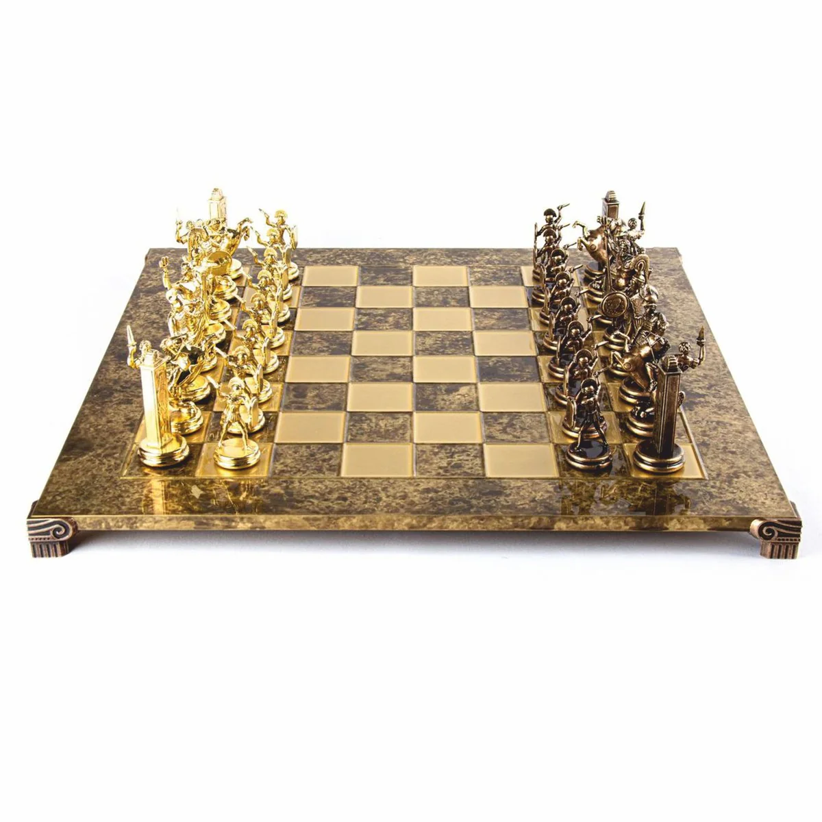 Casa Padrino conjunto de ajedrez de lujo oro / marr¨®n / bronce 54 x 54 cm - Conjunto de ajedrez griego