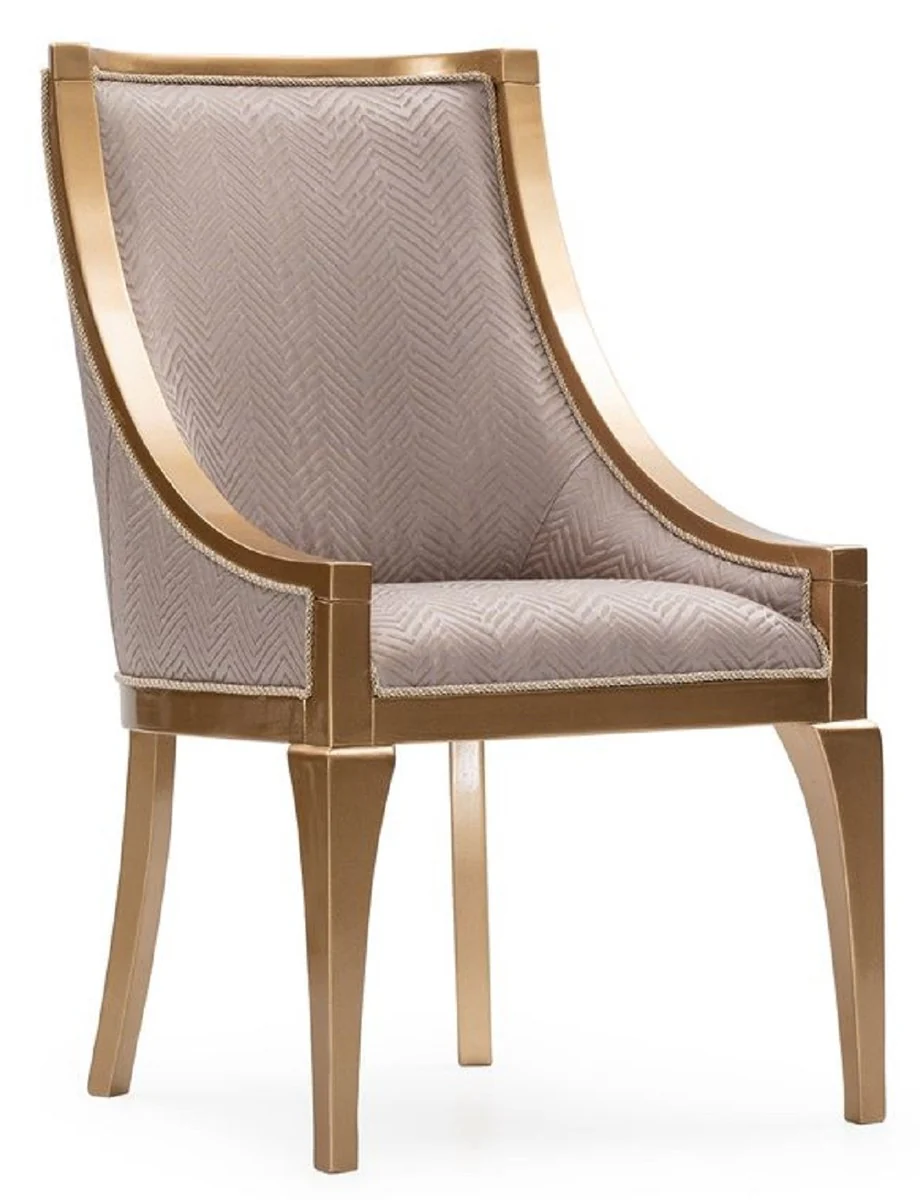Casa Padrino conjunto de 6 sillas de comedor barrocos de lujo gris / oro - Sillas de cocina estilo barroco - Magn¨ªficos muebles de comedor de lujo en estilo barroco - Muebles de comedor barrocos