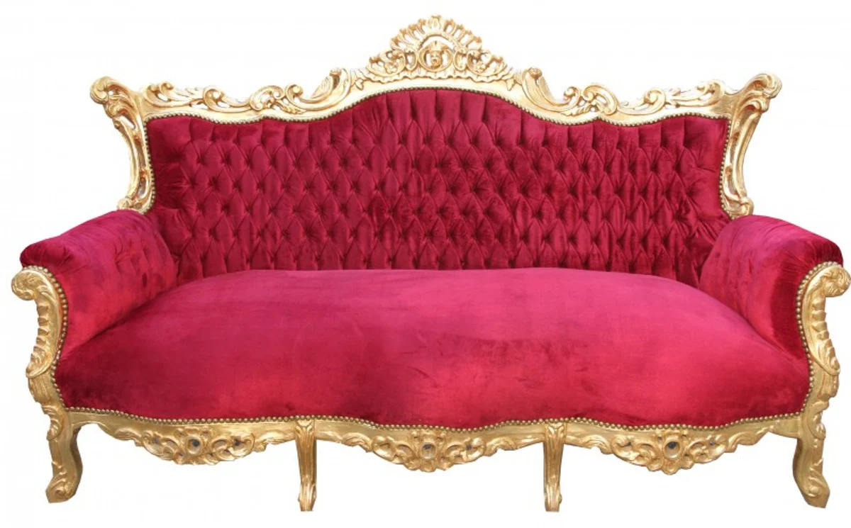 Casa Padrino Baroque sofa Master Bordeaux Red / Gold Antique Furniture