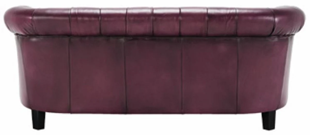 Casa Padrino sof¨¢ Chesterfield de lujo de cuero genuino p¨²rpura / negro 160 cm - Muebles de cuero genuino