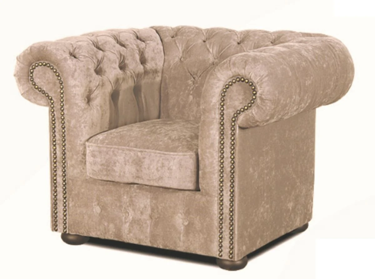 Casa Padrino Sill¨®n Chesterfield de Lujo Gris 110 x 90 x H. 78 cm - Calidad de Lujo