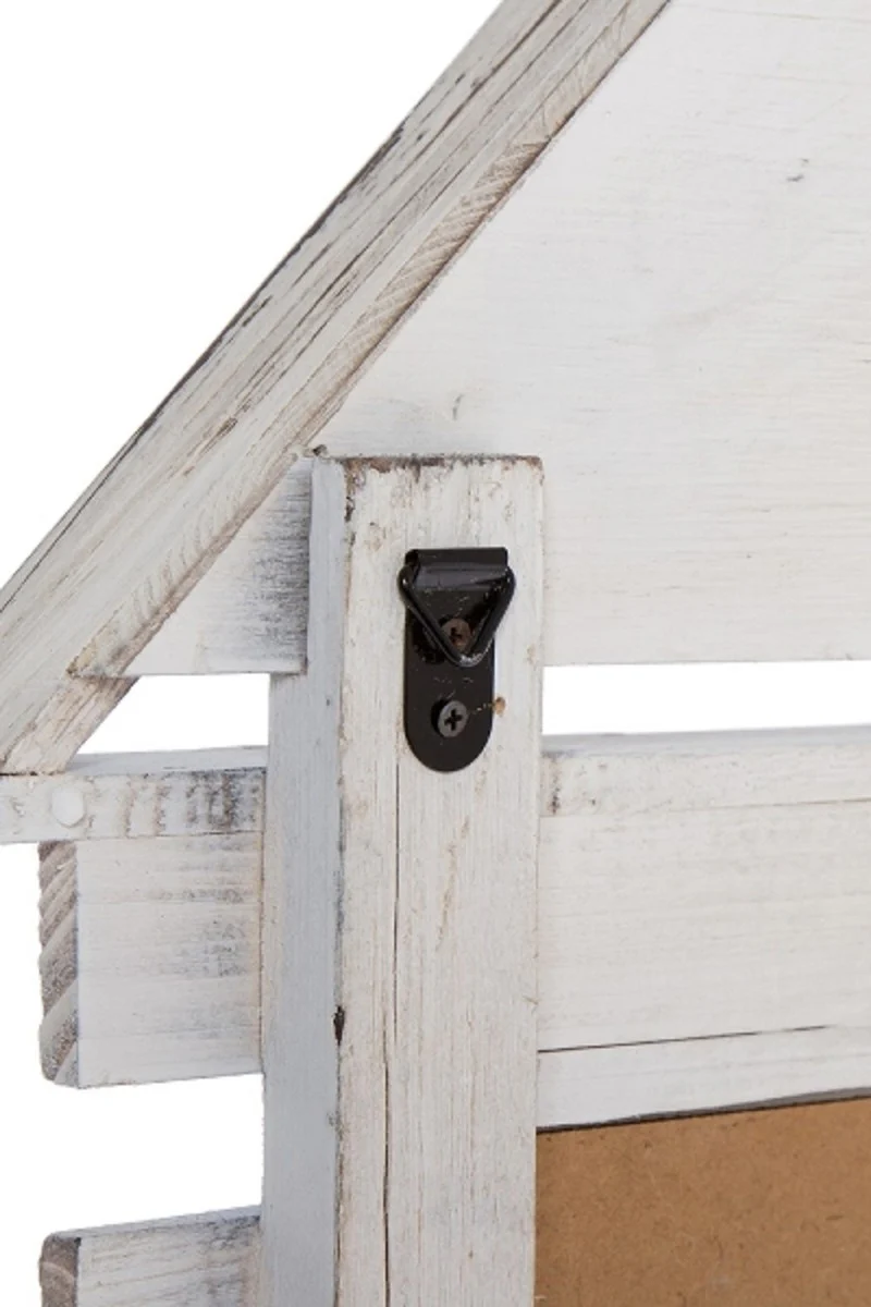 Casa Padrino armario de pared de estilo campestre shabby chic blanco antiguo 60 x 21 x H. 38 cm - Armario de Pared Hecha a Mano con Tablero de Tiza