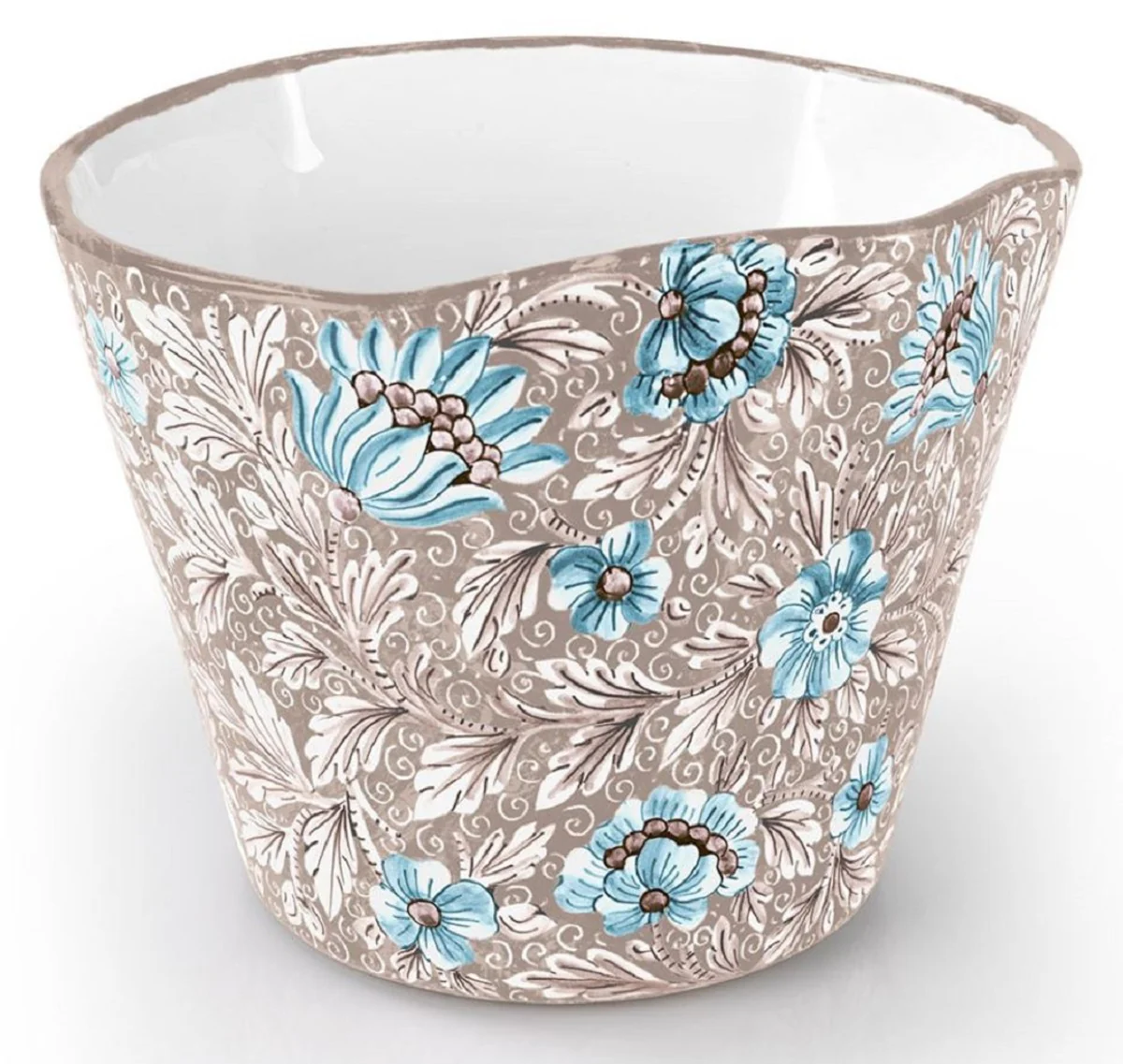 Casa Padrino maceta de cerámica de lujo marrón / multicolor Ø 27 x A. 20 cm - Maceta redonda de cerámica hecha y pintada a mano - Calidad de lujo - Hecho en Italia