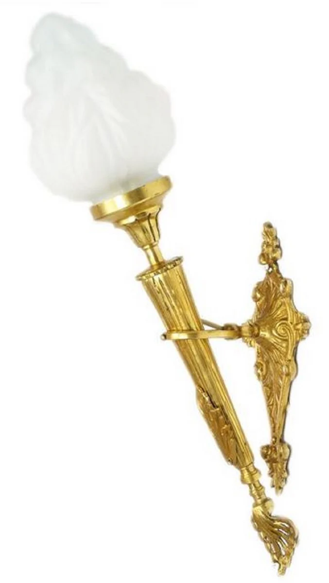 Casa Padrino conjunto de apliques de pared barroco oro / blanco 15 x 15 x H. 60 cm - Lámparas de Pared con Diseño de Antorcha