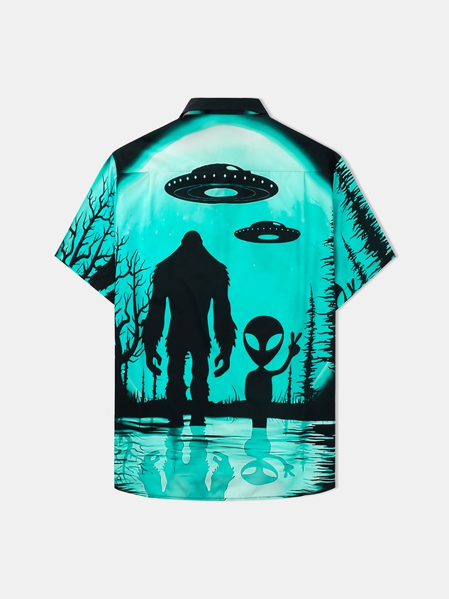 Bigfoot Alien Chest Pocket Short Sleeve Shirt