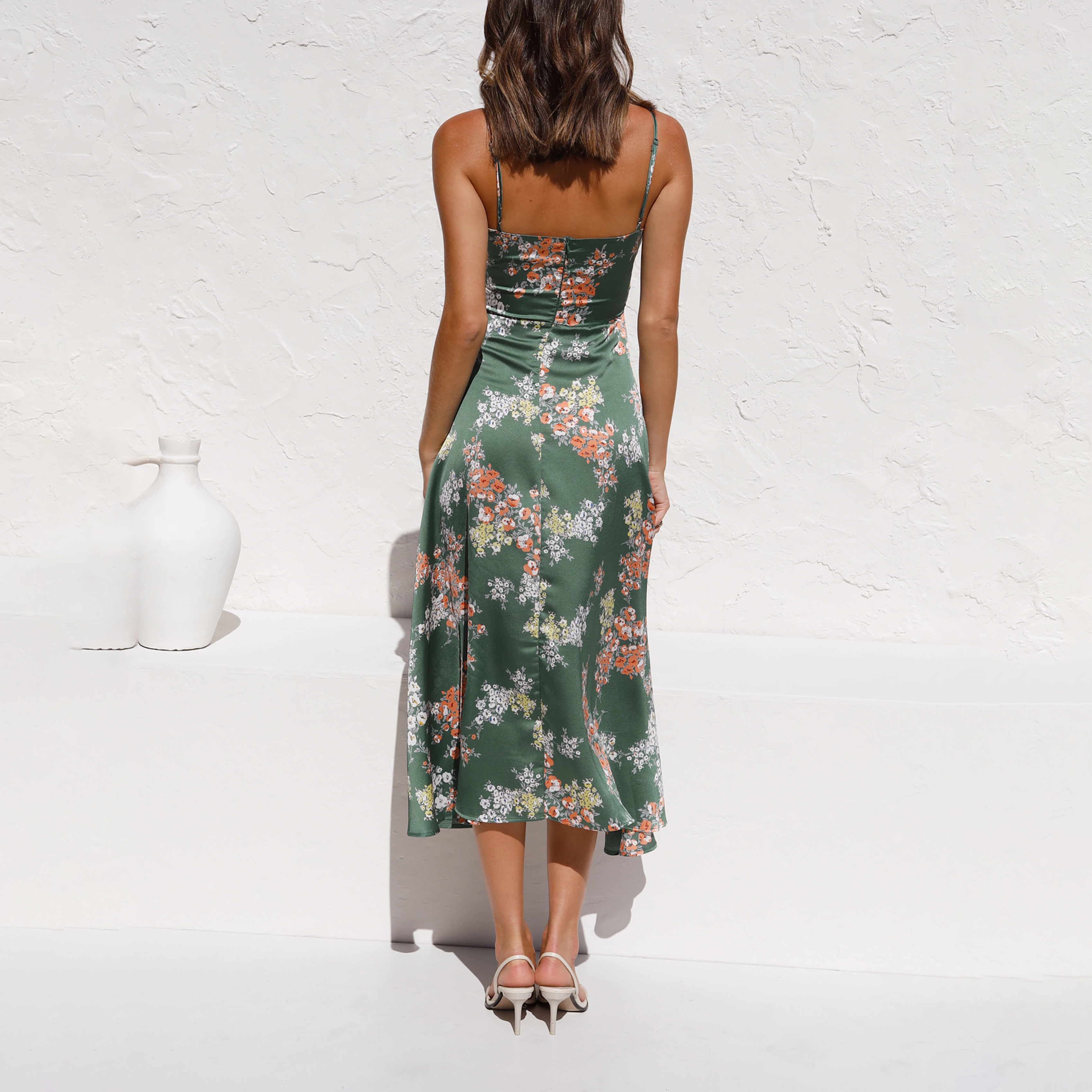 Elegant Holiday Style Sling Print Dress