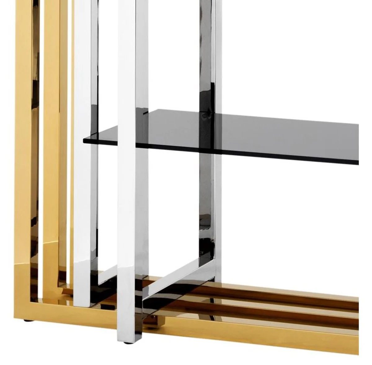 Mueble estanter¨ªa de acero inoxidable dise?ador Casa Padrino con cristal ahumado 120 x 46 x H. 230 cm - lujo muebles del hotel