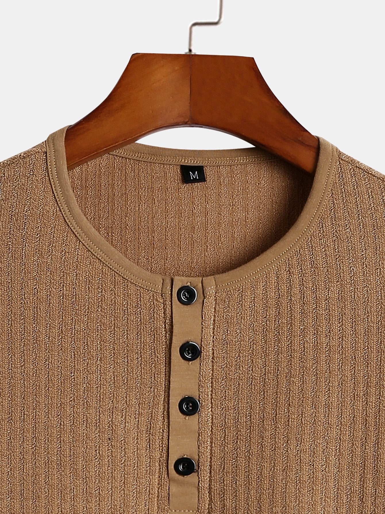 Muscle Fit Ribbed Henley Shirt