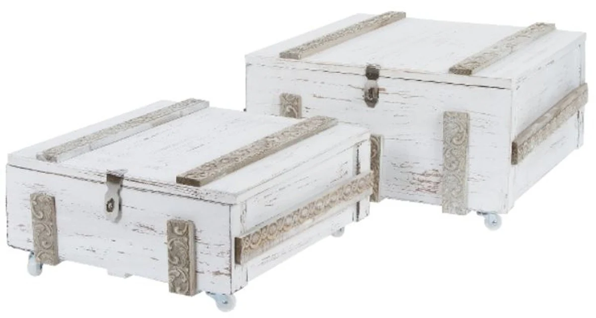 Casa Padrino los cofres de madera de stile country pad de est¨¢n decorados con 2 antig¨¹edades en blanco - Sal¨®n Deco