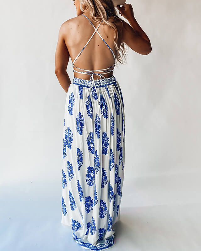 Women's V-neck Bohemian Halter Holiday Dress