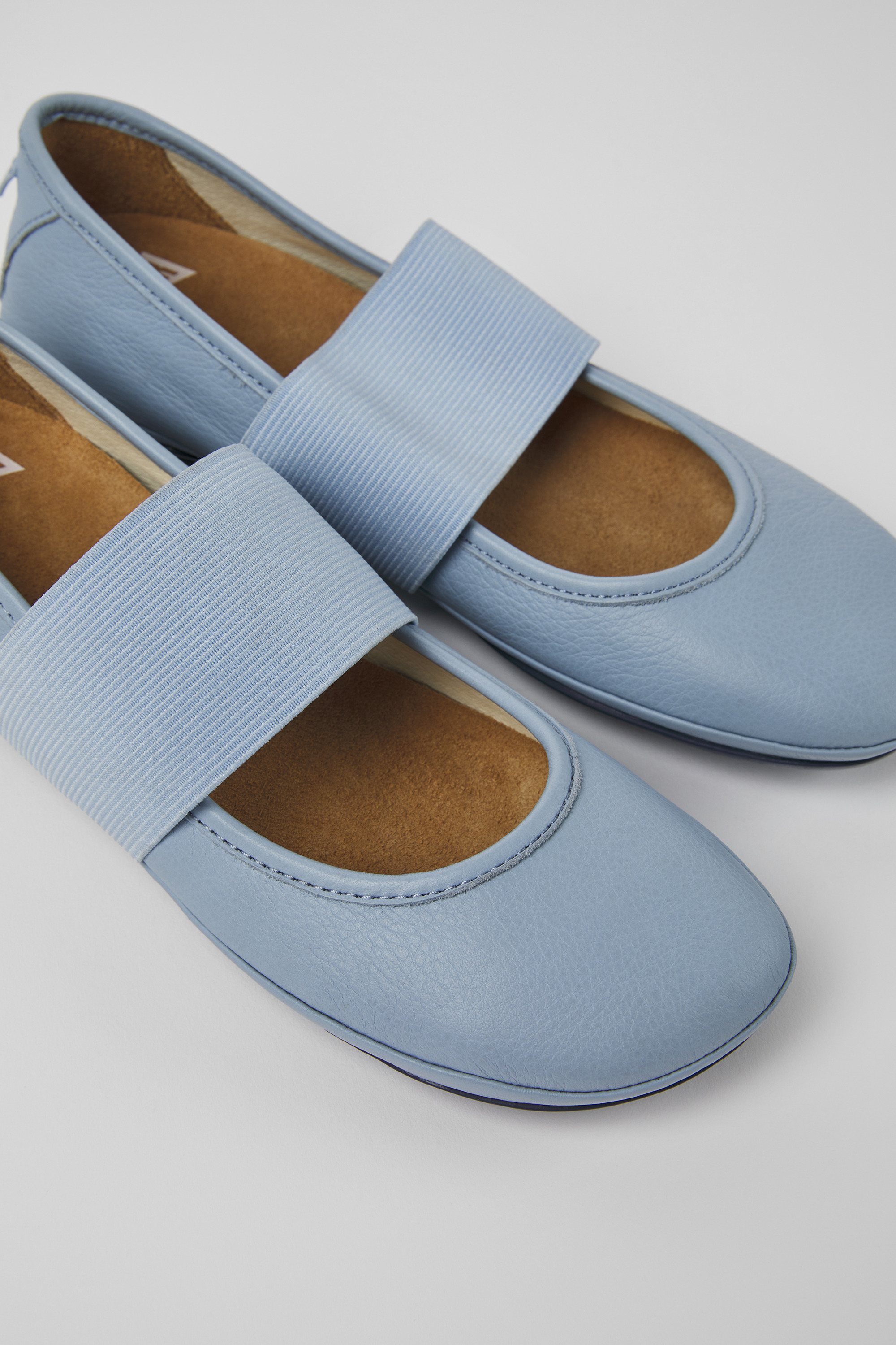Right - Blue leather ballerinas for women