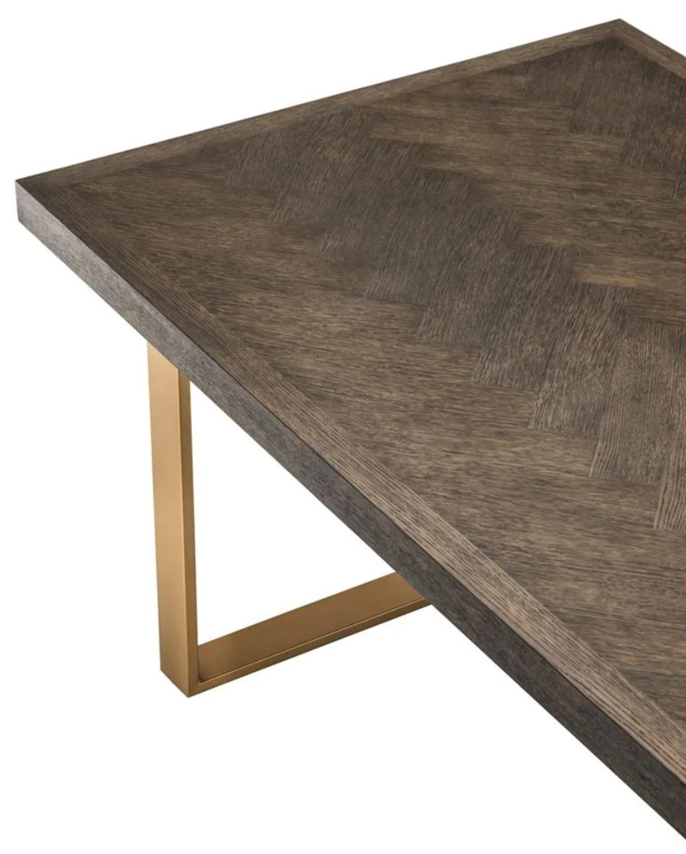 Casa Padrino mesa de comedor de lujo marr¨®n oscuro / lat¨®n 300 x 115 x H. 75 cm - Mesa de Cocina