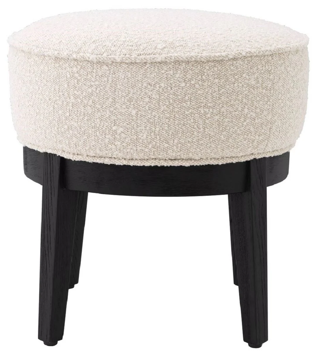 Casa Padrino taburete de lujo crema / negro ? 45,5 x A. 47 cm - Taburete de sal¨®n redondo - Taburete redondo moderno - Muebles de Lujo