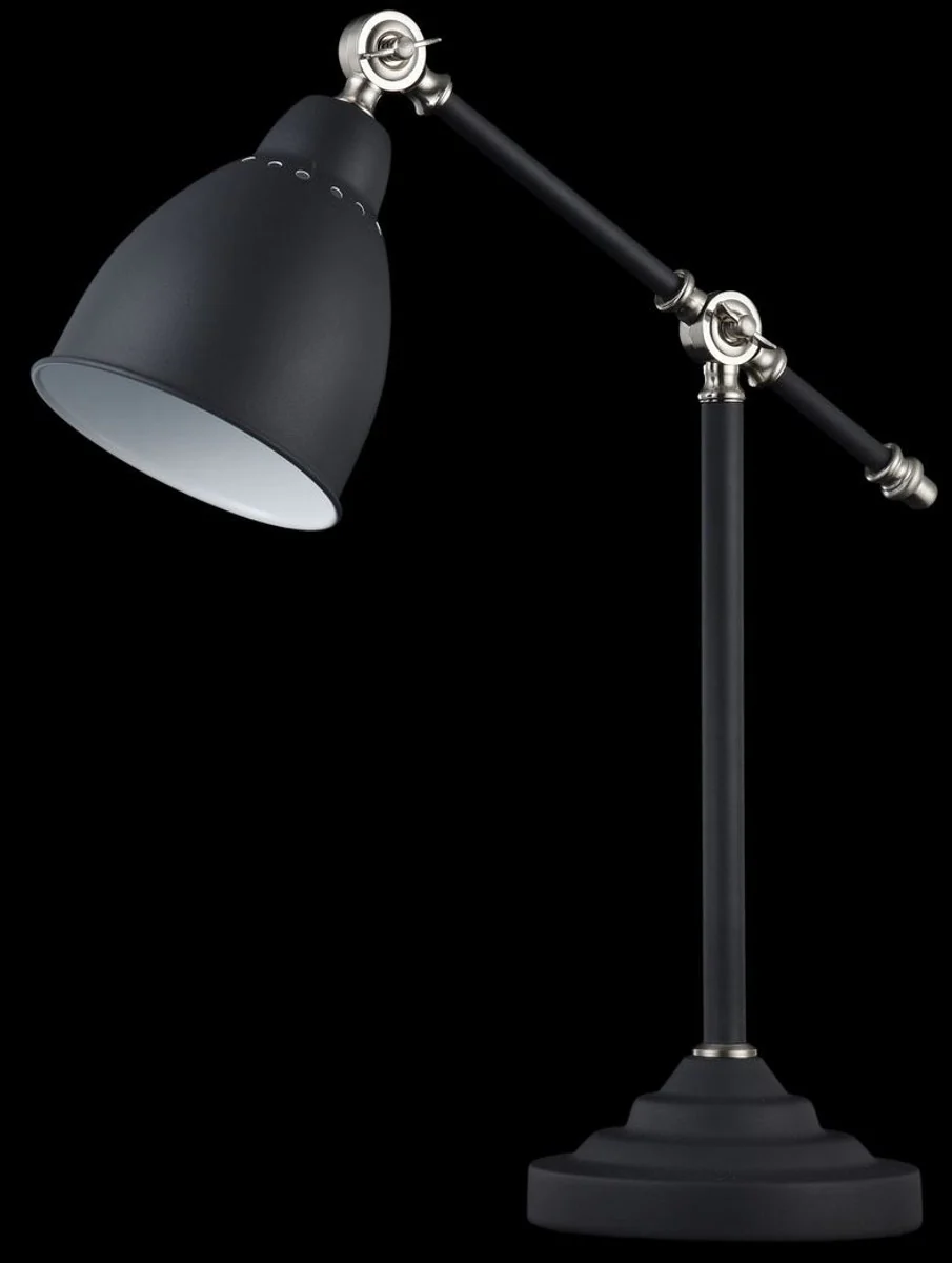 Casa Padrino Desk Lamp Black / Silver 17.5 x 47 x H. 52 cm - Table Lamp with Swivel Bracket