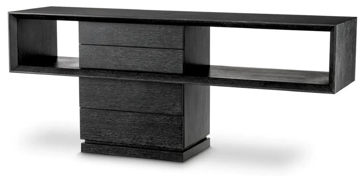 Casa Padrino consola de lujo negro gris 180 x 46 x A. 76 cm - Mesa consola rectangular con 4 cajones - Muebles de sal¨®n - Muebles de lujo - Interiores de lujo
