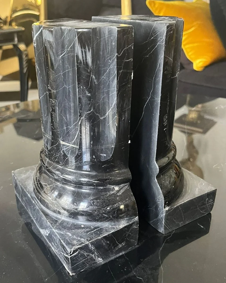 Casa Padrino conjunto de sujetalibros de mármol de lujo columnas barrocos negro A. 21 cm