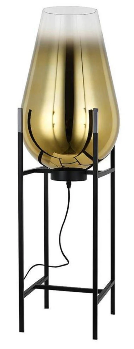 Casa Padrino lámpara de pie de lujo oro / negro 30 x 30 x A. 97 cm - Lámpara de pie de metal con pantalla de vidrio - Lámparas de pie de lujo - Lámparas de lujo - Interior de lujo