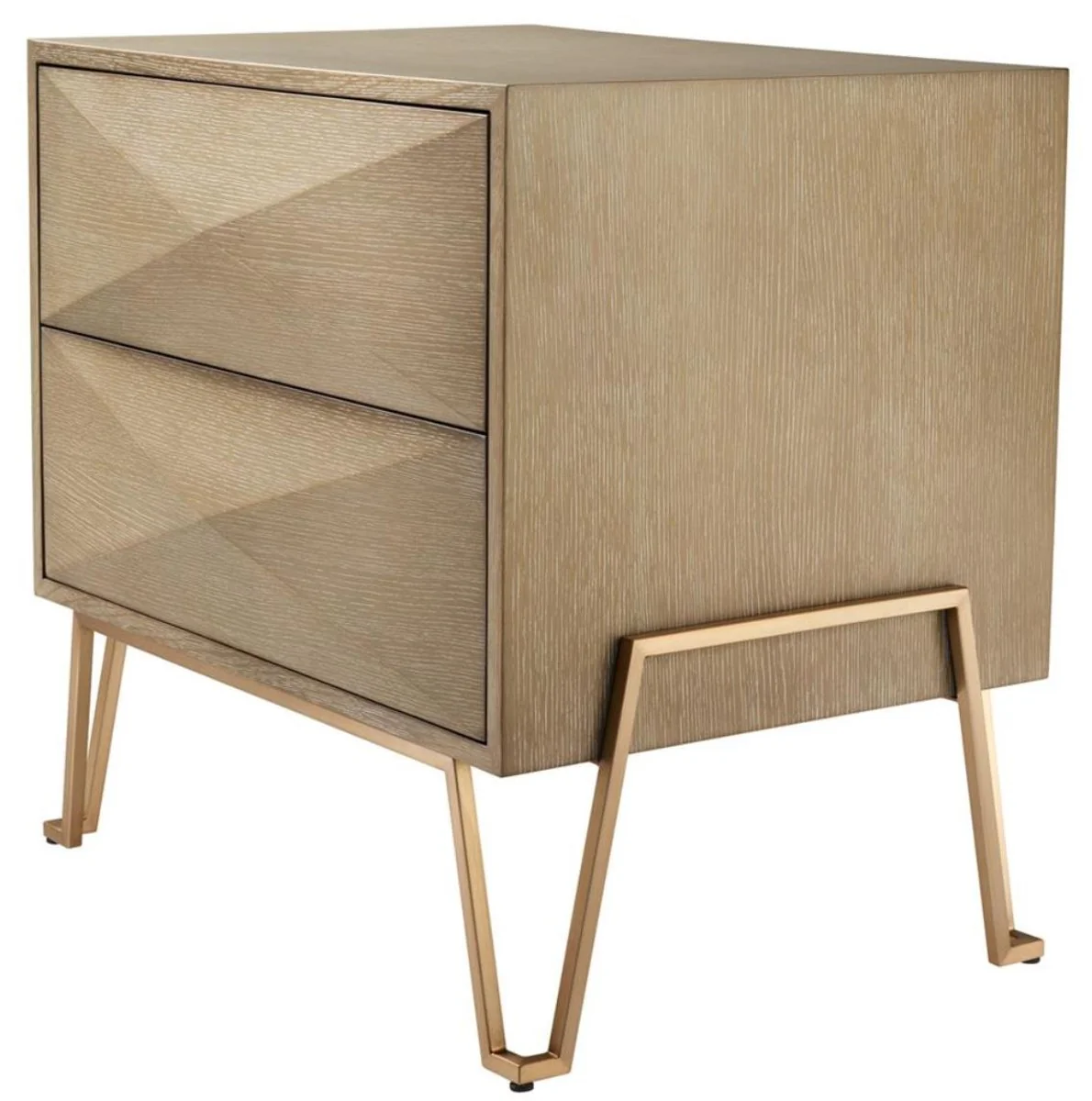 Casa Padrino mesita de noche con 2 cajones marrón / latón 62.5 x 49 x H. 60 cm - Calidad de Lujo