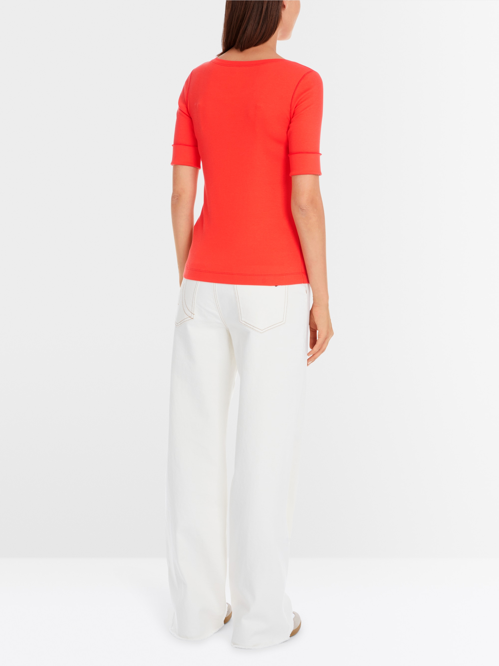 Marc-Cain Solid T-shirt in stretchy cotton rib