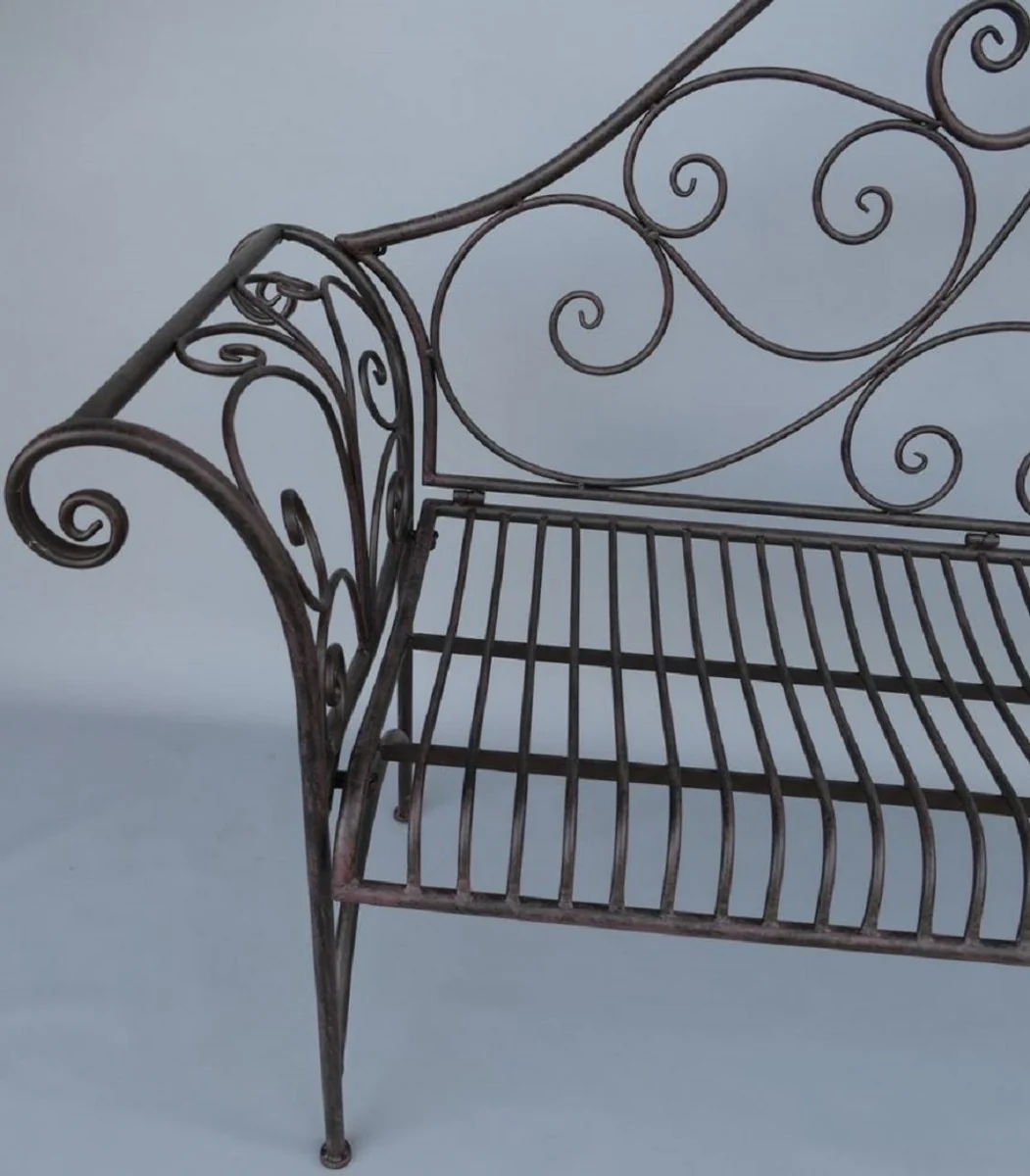 Casa Padrino Banco de Jardín Art Nouveau Marrón Antiguo 137 x 49 x A. 96 cm - Banco Nostálgico - Muebles de Jardín y Patio