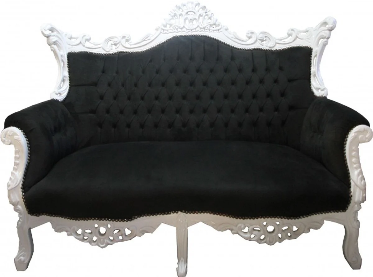 Casa Padrino Baroque 2-seater sofa Master Black / White - Antique furniture