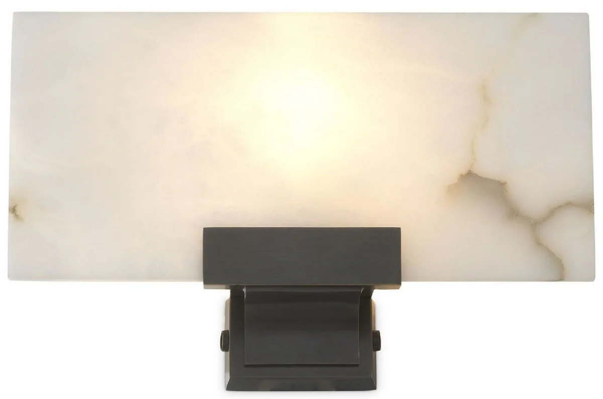 Casa Padrino lámpara de pared de lujo alabastro / bronce 30 x 8 x A. 19 cm - Elegante lámpara de pared con pantalla de alabastro - Colección de Lujo