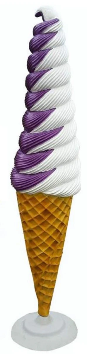 Casa Padrino cono de helado decorativo XXL blanco / p¨²rpura / beige H. 250 cm - Decoraci¨®n de helader¨ªa