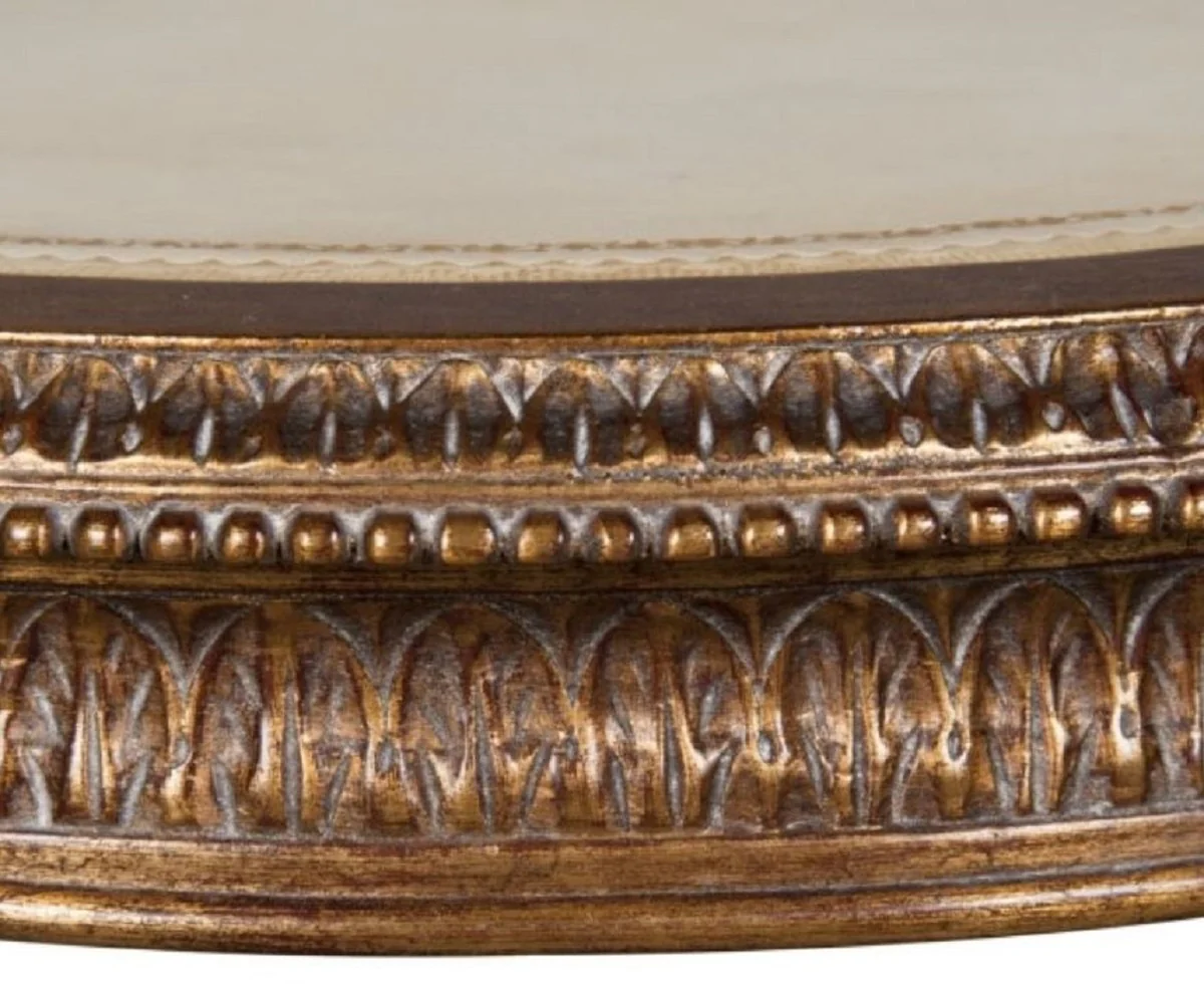 Casa Padrino mesa auxiliar barroca de lujo marrón / blanco Ø 47 x H. 70 cm - Muebles de Salón Barrocos