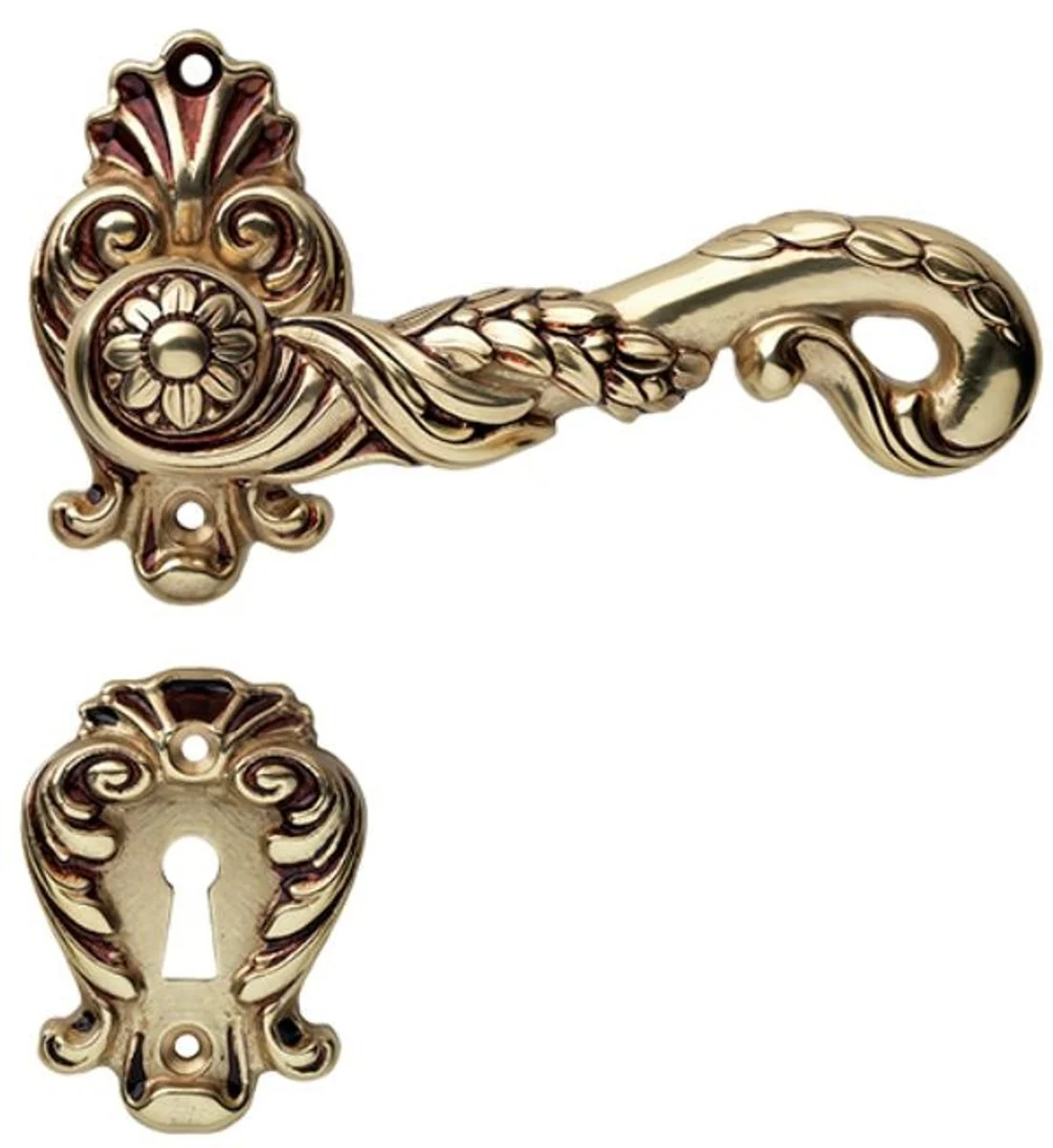 Casa Padrino conjunto de manija de puerta barroco oro francés 14 x H. 8,2 cm - Accesorios de Decoración en Estilo Barroco