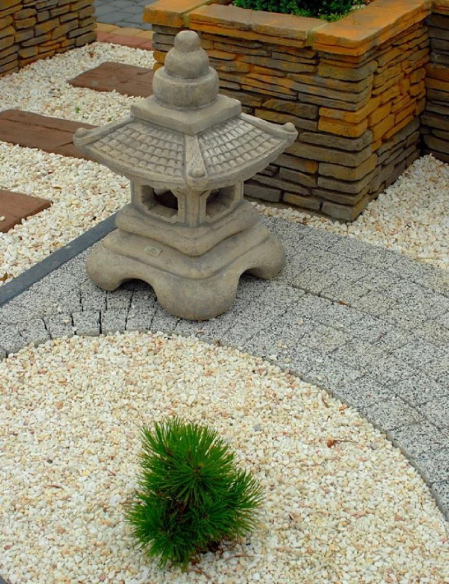 Casa Padrino lámpara de jardín en estilo asiático gris 50 x 50 x A. 60 cm - Luz de jardín y patio resistente a la intemperie - Iluminación de entrada de entrada de caminos de patio de jardín