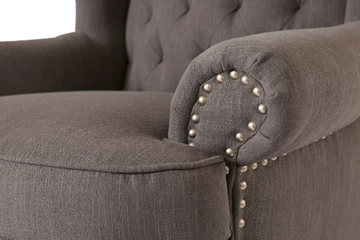 Casa Padrino Luxury Chesterfield Ears Armchair Dark Gray 87 x 89 x H. 109 cm - Living Room Furniture