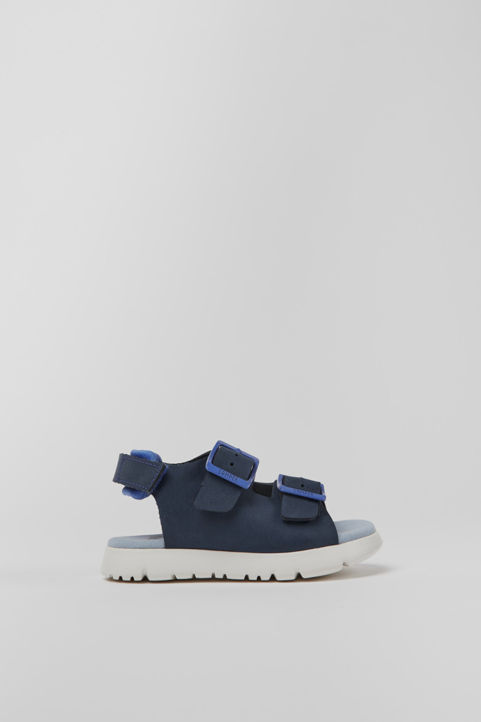 Oruga Blue leather sandals for kids